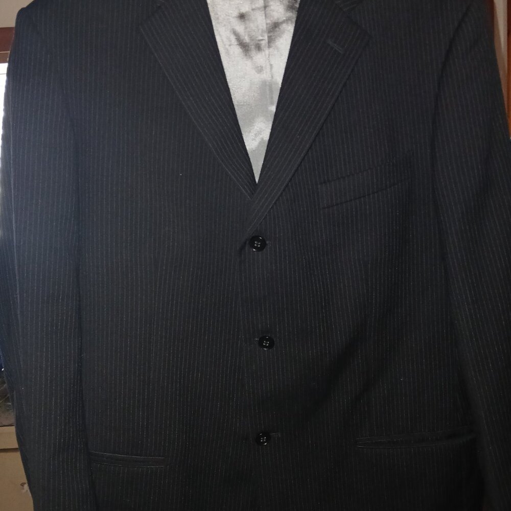 Axcess A Claiborne Co. Men's Sz 44R 100% Wool Black Pinstripe Jacket